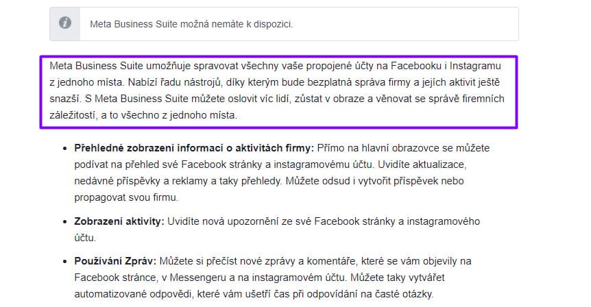 Vysvětlení z webu Facebooku. 