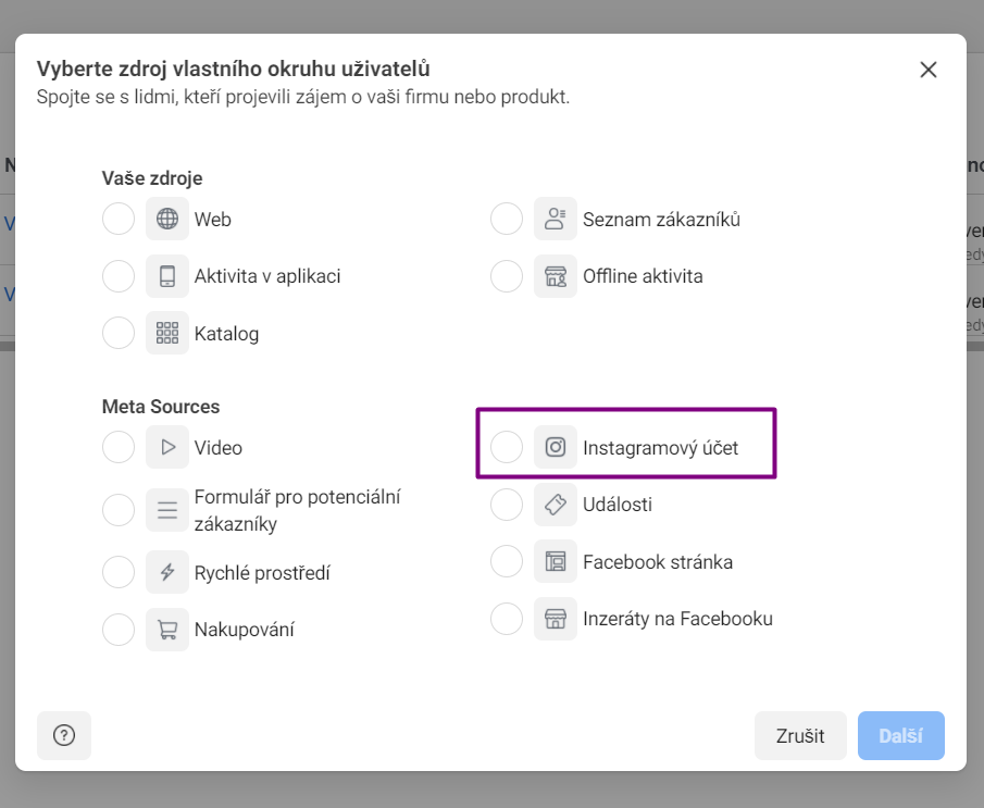 Sekce Okruh uživatelů, Vlastní okruh uživatelů v Business Manageru. 