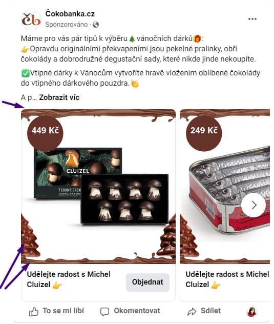 Ukázka rámečků v produktových reklamách.
