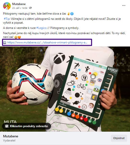 Ukázka příspěvku, kde je odkaz v textu.