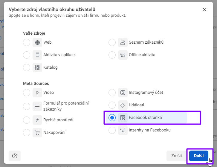 Tvoříme publikum z facebookové stránky.. Výstřižek je pořízen 13. 10. 2022.