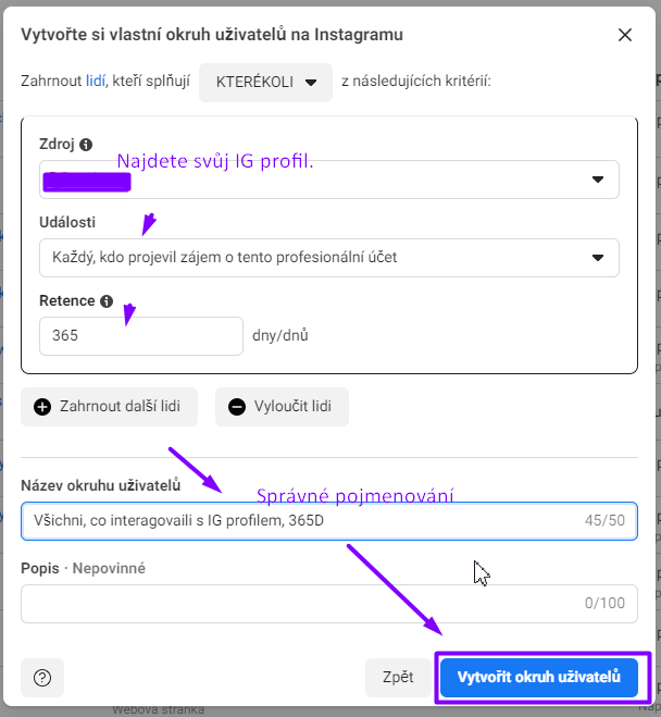 Tvoříme publikum z instagramového profilu.. Výstřižek je pořízen 13. 10. 2022.