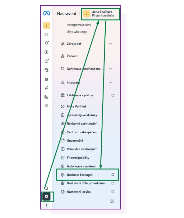 Jak přepnout z Business Suite do Business Mangeru.